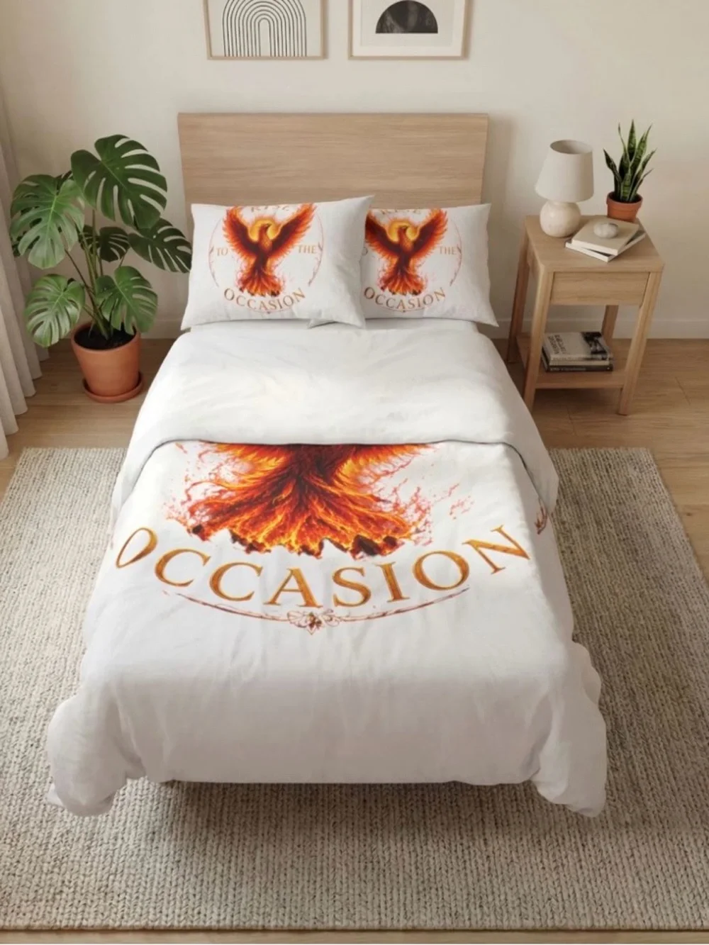 Rise to the Occasion Phoenix Duvet Cover Set - White and Orange